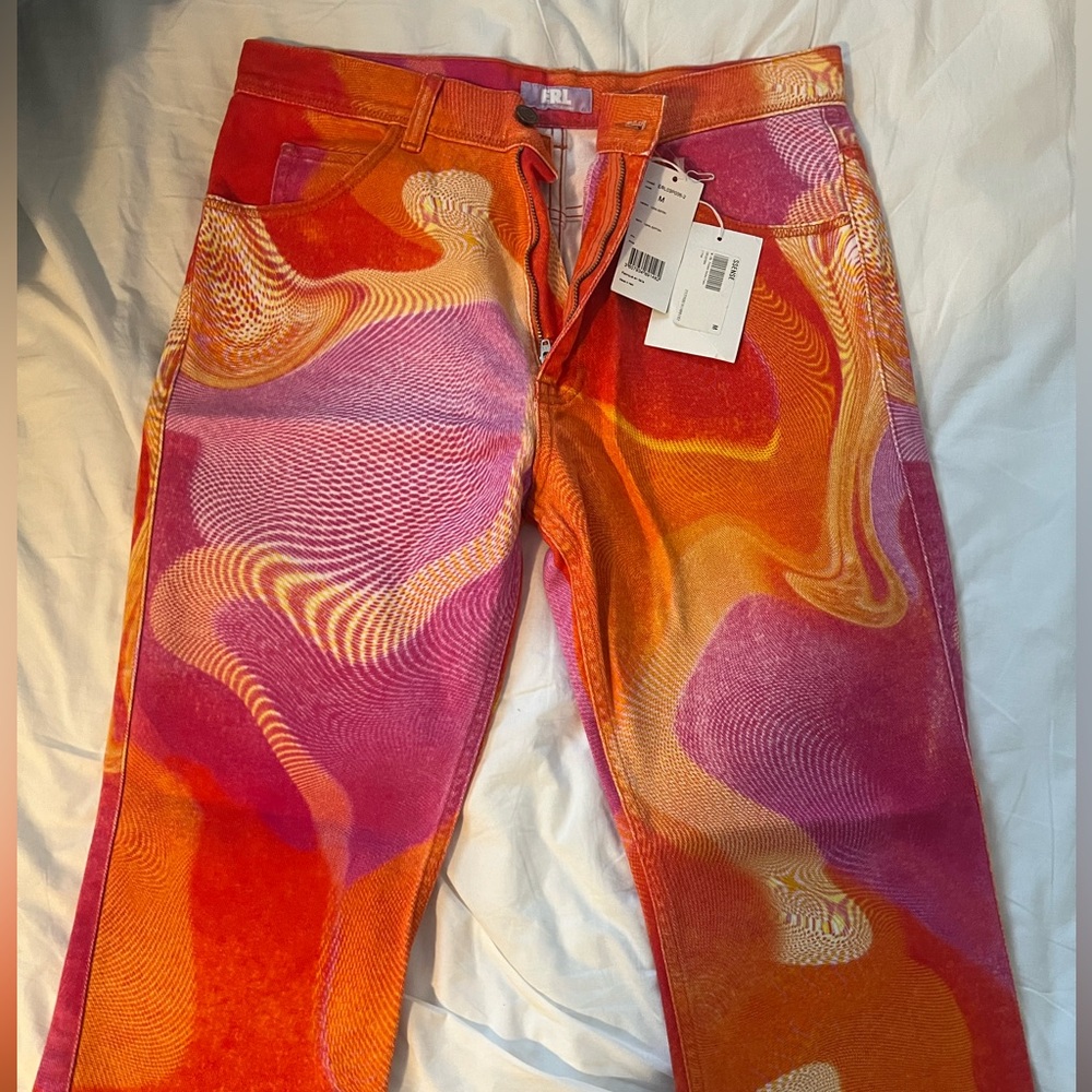 ERL Pink and Orange bell bottom Jeans